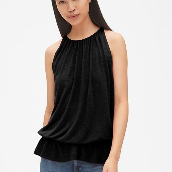 GAP black sleeveless tank top with peplum hem Size Medium - Picture 1 of 5